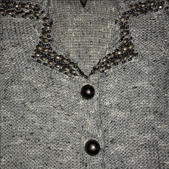 BCBGMaxazria Gray Beaded Dress Coat Small - Picture 4 of 9